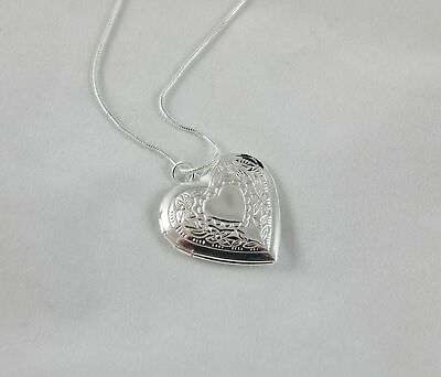 #ad #ad Silver Plated Heart Necklace Locket Photo Picture Pendant 18quot; N1 Lab Created $3.99