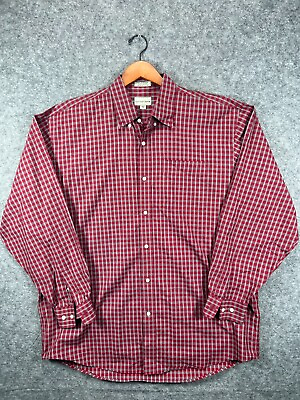 #ad Vintage Cutter amp; Buck Shirt Mens 2XL Red Check Button Up Long Sleeve 100% Cotton $24.99