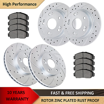 #ad Front Rear Drilled Slotted Brake Rotors and Pads Kit for Honda Accord EX EXL $151.35