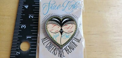 #ad True Love Cheeks Pin All Cheeks are Beautiful Lacy Underwear Heart Shape $29.99