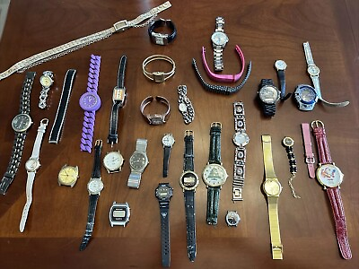 #ad Vintage Mixed Watch Lot Ladies Men Non Working For Parts or Repair $68.77