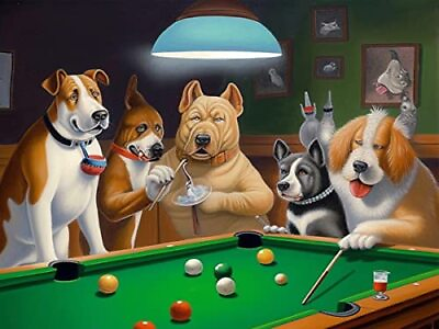 #ad 5D Full Drill Diamond Painting by Number Kits The Dog and Billiards Paint wi... $17.32