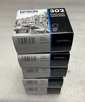 #ad Lot of 5 Sealed EPSON 302 Claria Premium Black Ink Standard Capacity T302020 S $54.99