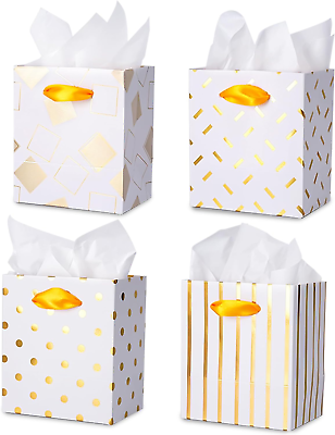 #ad #ad 16 Pack Mini Gift Bags with Handles amp; Tissue Paper Cute Assorted Pattern Small $19.99