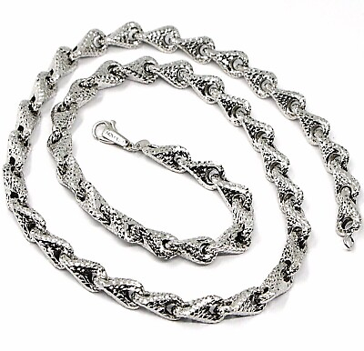 18K WHITE GOLD NECKLACE CHAIN ROUNDED DIAMOND CUT INFINITY ALTERNATE DROP 7mm $2229.90