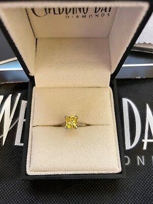 #ad 1.86 carat yellow diamond lab created solitaire engagement ring radiant cut $2100.00