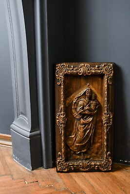 The Sistine Madonna WoodEN gift WOOD CARVED CHRISTIAN ICON RELIGIOUS ART WORK $114.00
