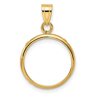 #ad 14k Yellow Gold 15mm Polished Prong Coin Bezel Pendant $97.99