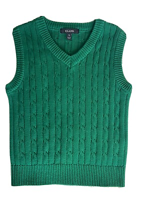 #ad E. Land Boys Sz 5 Green Cable Knit Vest. Great Cond. Perfect For The Holidays $12.50