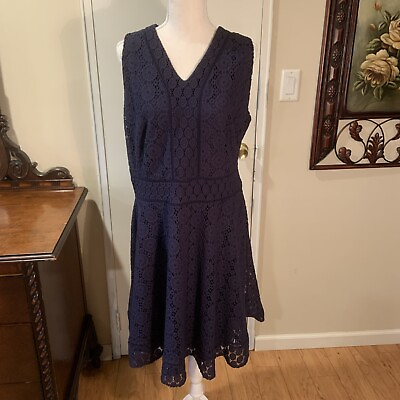 #ad #ad Charter Club Navy Lace Sleeveless Fit amp; Flare Dress Size XL $25.00
