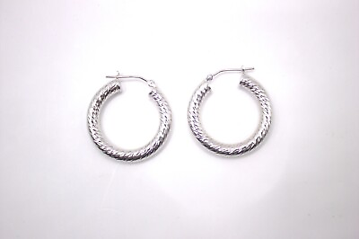#ad quot;Elegant 14k White Gold Diamond Cut Hoop Earrings Timeless Glamour quot; $219.99
