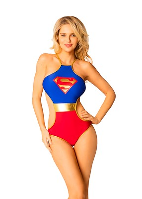 #ad Superman Logo High Neck Monokini One Piece Swimsuit $19.95