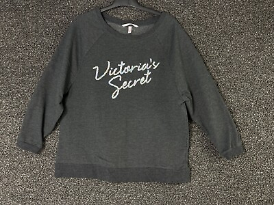 #ad Victoria Secret Sequin 3 4 Sleeve Sweat Shirt Ladies Small Gray Logo Sprakle $23.22