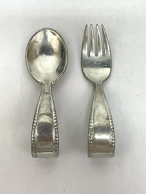 #ad Vintage Reed amp; Barton Pewter Baby Spoon and Fork Set $28.99