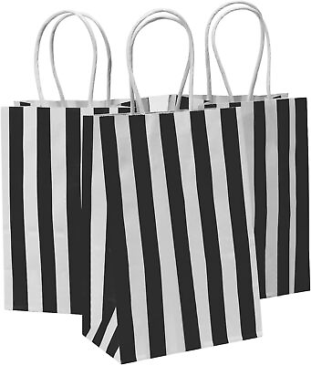 #ad #ad 50Pcs Gift Bags With Handles Small 5.25 x 3.25 x 8 Inch Black And White Gift Bag $39.34