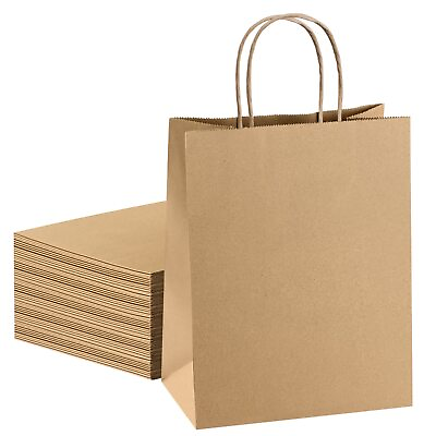 #ad Brown Paper Bags 8x4.25x10.5 100Pcs Gift Bags Medium Size Paper Bags with Han... $41.09