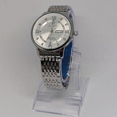 #ad Poedagar Unisex Stainless Steel Watch Luxury Calendar Watch Silver White Dial GBP 14.99