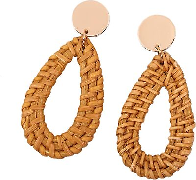 #ad Rattan Earrings for Women Girls Handmade Lightweight Wicker Straw 2.5quot; Earrings $5.49