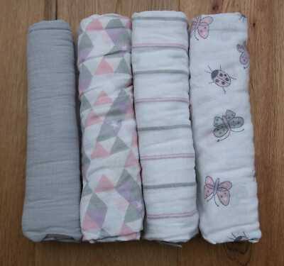 #ad Aden Anais Baby Girl Swaddle Blanket Lucky White Pink amp; Gray Choose 1 $10.00