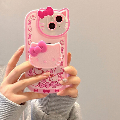 #ad For iPhone 15 Pro Max 14 13 12 11 XS XR Pink Cute Hello Kitty Phone Holder Case $9.99