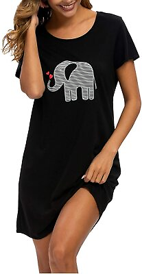 #ad ENJOYNIGHT Sleepwear Women#x27;s Nightgown Printed Sleep Shirt Short Sleeve Sleep Te $41.65