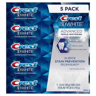 #ad Crest 3D White Advanced Triple Whitening Toothpaste 5 pack $34.99