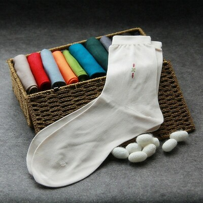 #ad Men 1 Pair 60% Silk Ankle Socks Summer Breathable Formal Dress Cosy Soft Solid $13.49