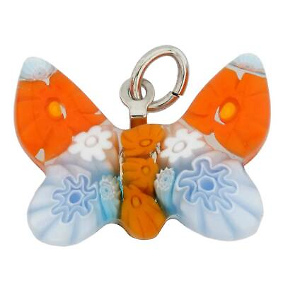 #ad GlassOfVenice Murano Glass Millefiori Small Butterfly Pendant $34.95