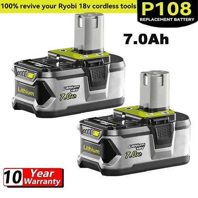 #ad 2PACK For RYOBI High Capacity Battery P108 18V 7AH One Plus 18 Volt Lithium Ion $33.90