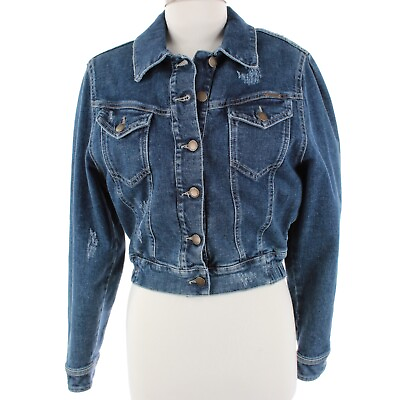 #ad Retrofete NWT Cotton Blend Destiny Denim Jacket Size Medium in Davis Blue $247.49