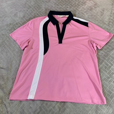 #ad Monterey Club Womens XXL Athletic Golf Polo Shirt Pink Short Sleeve Lightweight $12.99