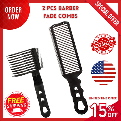 #ad 2 Pcs Fade Combs Professional Blend Friend Fade CombHair Cutting Comb Heat $13.29
