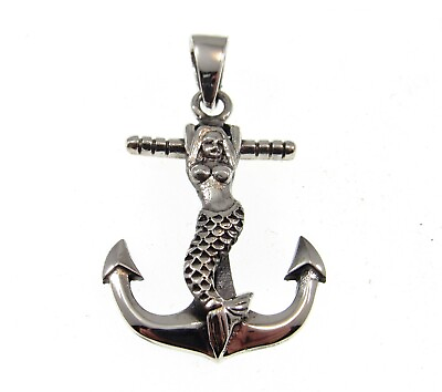#ad Handcrafted Solid 925 Sterling Silver Nautical MERMAID Boat Anchor Pendant $28.46
