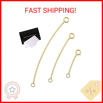 Gold Necklace Extenders 14k Gold Plated Extender Chain 925 Sterling Silver Exten $14.49
