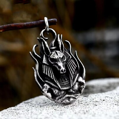 Mens Egyptian God Anubis Pendant Necklace Protection Jewelry Stainless Steel 24quot; $9.99
