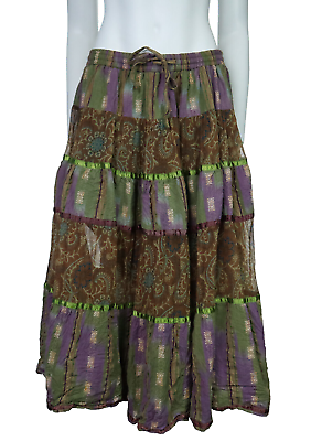 #ad ANU by Natural Women’s L XL Tiered Full Midi Peasant Skirt Pull On $36.99