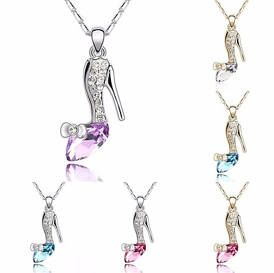 #ad New Fashion Womens Crystal High heel shoe Charm Pendant Chain Necklace Jewelry $2.84