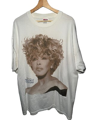 #ad Vintage Tina Turner Shirt Mens XXL White Wildest Dreams 90s Concert Big Face $65.00