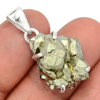 #ad Natural Peruvian Golden Pyrite 925 Sterling Silver Pendant Jewelry CP27226 $16.99