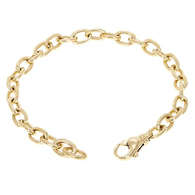 #ad 10k Yellow Gold Solid Oval Handmade Link Chain Bracelet 7.5quot; 6.9mm 16.7 grams $818.49