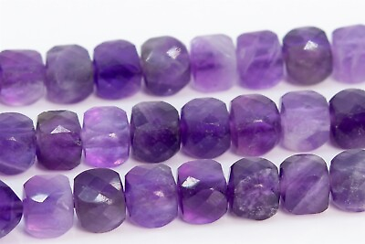#ad 4 5MM Purple Amethyst Faceted Cube Grade AAA Natural Gemstone Loose Beads $15.34