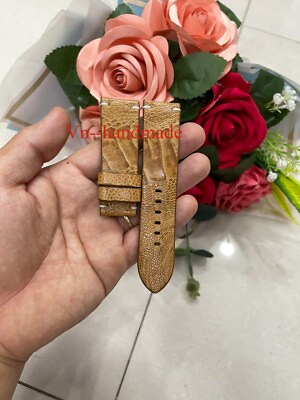 #ad 24 22mm Padded Brown Genuine OSTRICH Leg LEATHER SKIN WATCH STRAP BAND $39.00