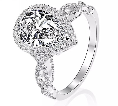 #ad Lab Created Diamond Ring Pear Shape Diamond Ring Engagement Ring Wedding $135.00