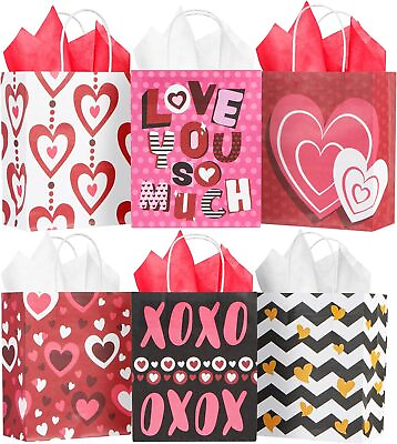 #ad 24 Pcs Valentine#x27;s Day Paper Gift Bags with Handle for Funny Gift Giving Novelty $18.99