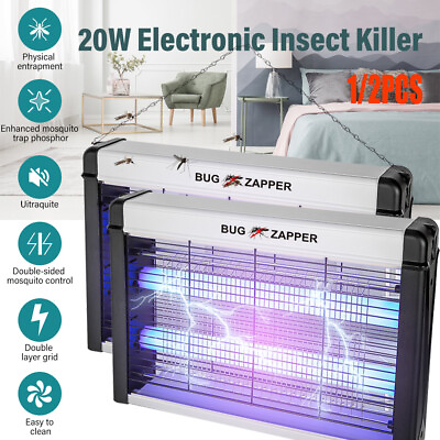 #ad 1 2PCS 20W Electric Bug Zapper Insect Fly Pest Mosquito Killer Lamp Light Indoor $31.34