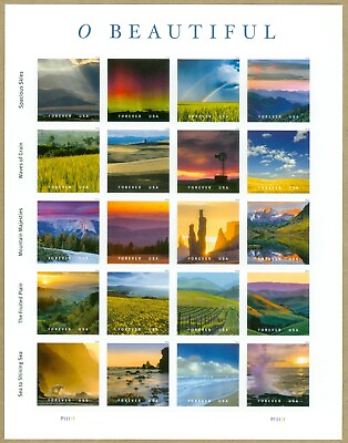 #ad #ad O BEAUTIFUL 2017 2018 USPS Sheet 20 Forever Stamps 565300 USA Seas Mountains $29.95