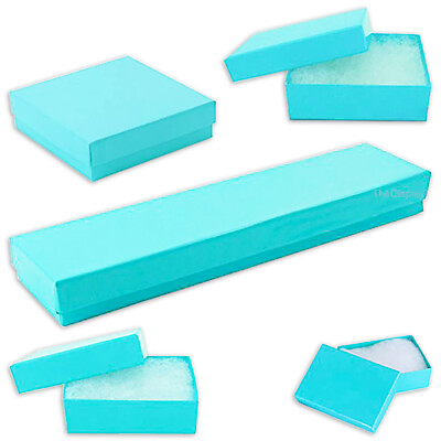 #ad TheDisplayGuys Teal Paper Jewelry Gift Boxes with Cotton Insert 100 Pack $33.99