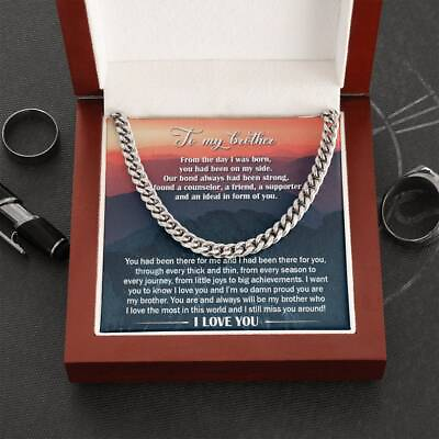 To My Brother Gift Cuban Chain Necklace Brother Gift Ideas Big Brother Christmas $42.28