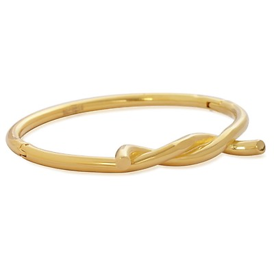 #ad Stainless Steel 18K Gold Plated Love Knot Bangle Bracelet Oval Shape Slip On $18.99