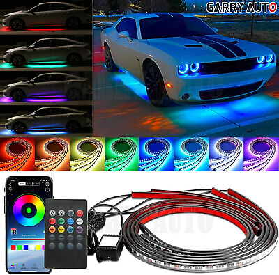 #ad 8 Color LED Strip Under Car Truck Tube Underglow Underbody System Neon Light Kit $30.33